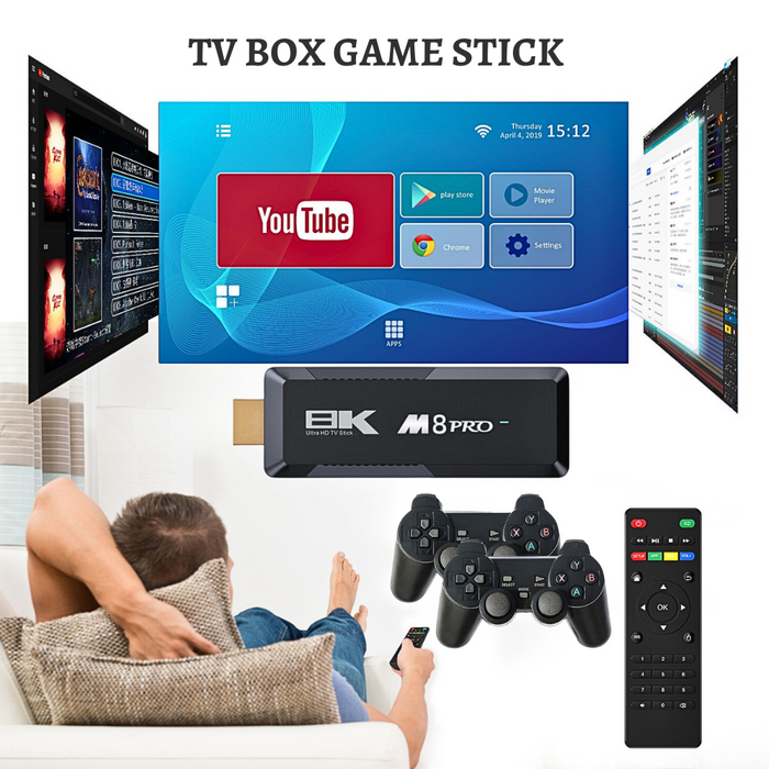 Consola De Juegos Clásicos Multiplataforma M8 Pro + Tv Box Tv Game Stick 8K Ultra Hd