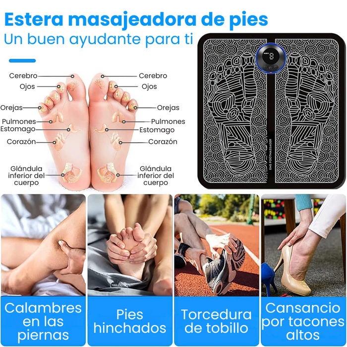 Tapete Electroestimulador Para Pies Recargable Esterilla de Masaje Acupuntura