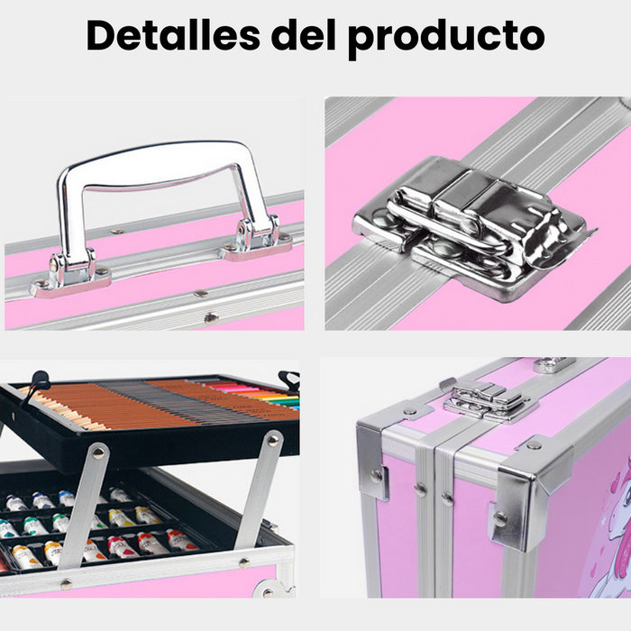 Kit Caja De Pinturas Metal 2 Pisos 121 Pzs Caja De Arte Para Niños