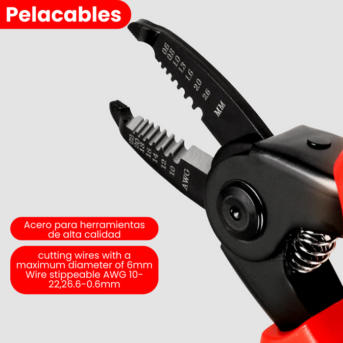 Kit Herramienta Cabezales Intercambiables 5EN1 Pinzas Alicates Tijeras Pela Cables Crimpadora