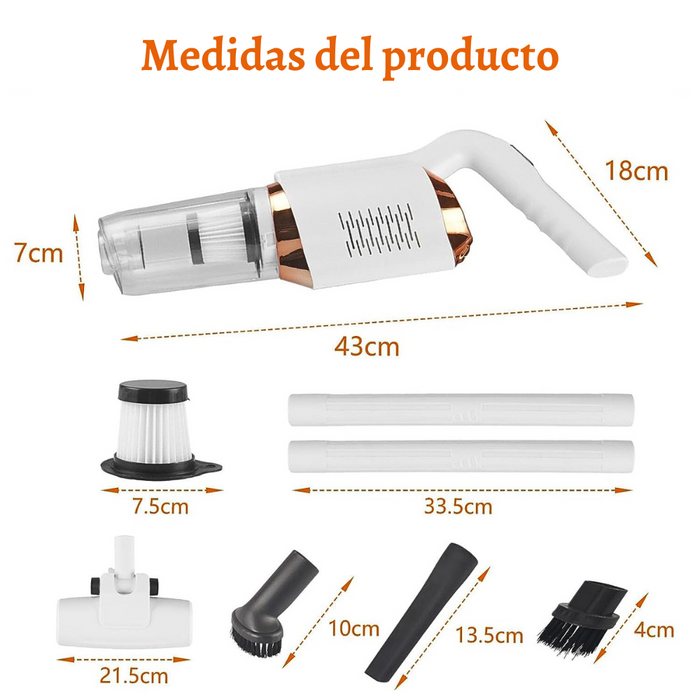 Aspiradora Inalámbrica Alta Potencia 2en1 Multifuncional 120W Recargable