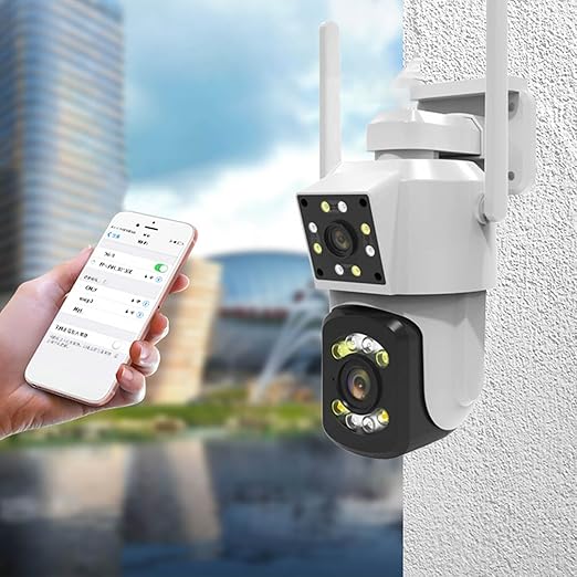 Camara de seguridad wifi doble lente para exteriores