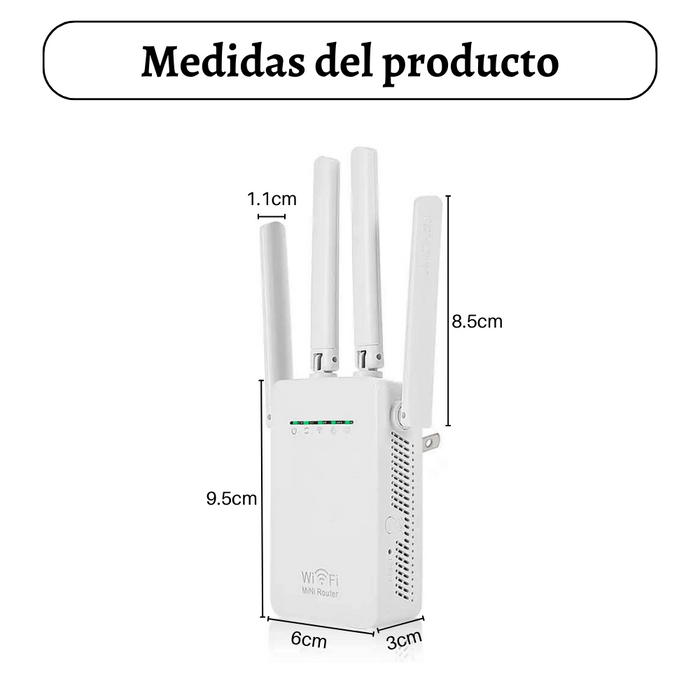 Repetidor De Red Wifi 4 Antenas 300mbps Mini Router Extensor De Señal Wifi