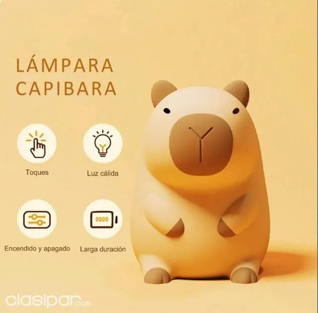 Lampara Silicona Linda Capybara Luz Nocturna Portátil USB