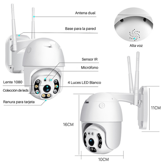 Cámara De Seguridad Wifi Estilo Domo Para Exterior IP66 - Yi Lot Visión Nocturna