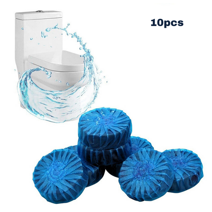 Kit 10 Pastillas Desinfectantes Azul Para Inodoro Limpieza Automática Sin Mal Olores