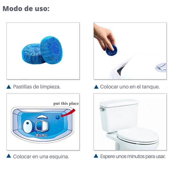 Kit 10 Pastillas Desinfectantes Azul Para Inodoro Limpieza Automática Sin Mal Olores