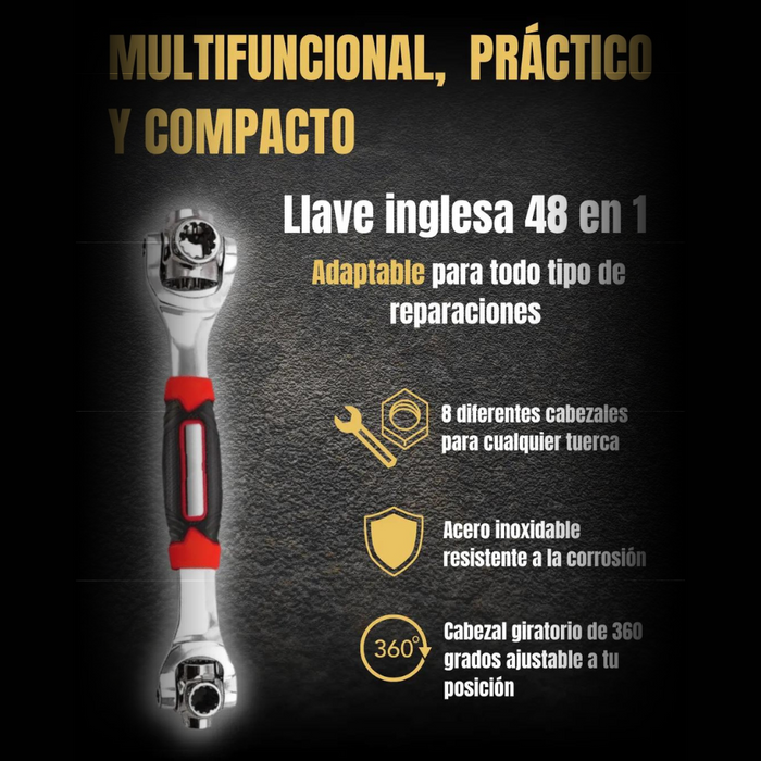 Llave Multitool 360 Grados  48 En 1 En Acero Inoxidable Multiusos Herramienta Dado