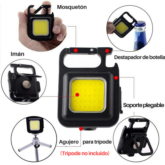 Mini Linterna Emergencia Cuadrada Keychain Light Recargable Luz Lámpara