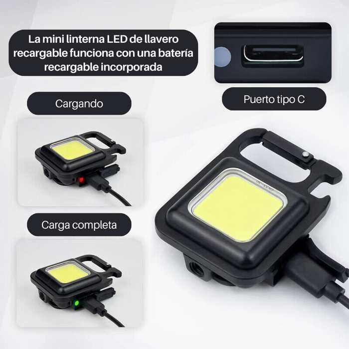 Mini Linterna Emergencia Cuadrada Keychain Light Recargable Luz Lámpara