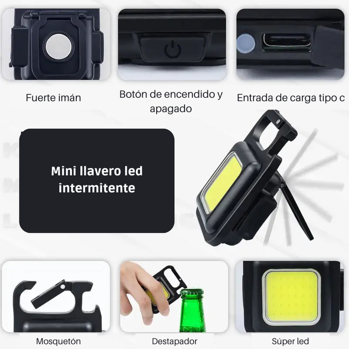 Mini Linterna Emergencia Cuadrada Keychain Light Recargable Luz Lámpara