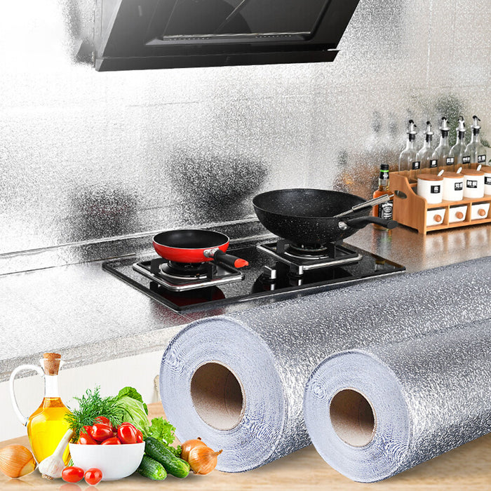 Papel Adhesivo Aluminio  Para Cocina 40x300cm Vinilo Impermeable