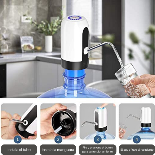 Dispensador De Agua Eléctrico Para Botellón USB Recargable Pipa Automática