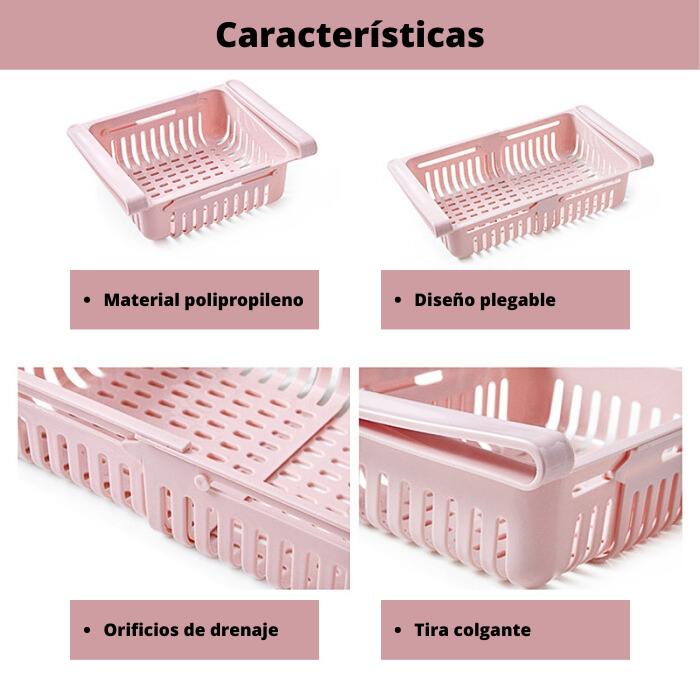 Cesta Organizadora Para Refrigeradora Expansible Multiusos Cajon Colgánte