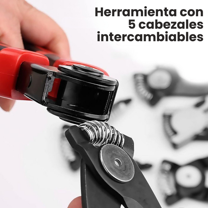 Kit Herramienta Cabezales Intercambiables 5EN1 Pinzas Alicates Tijeras Pela Cables Crimpadora