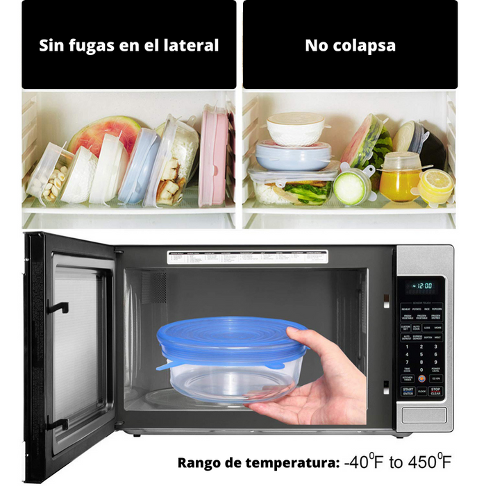 Tapas Silicona Multiusos Redonda Elásticas Para Alimentos Set 6 Unidades