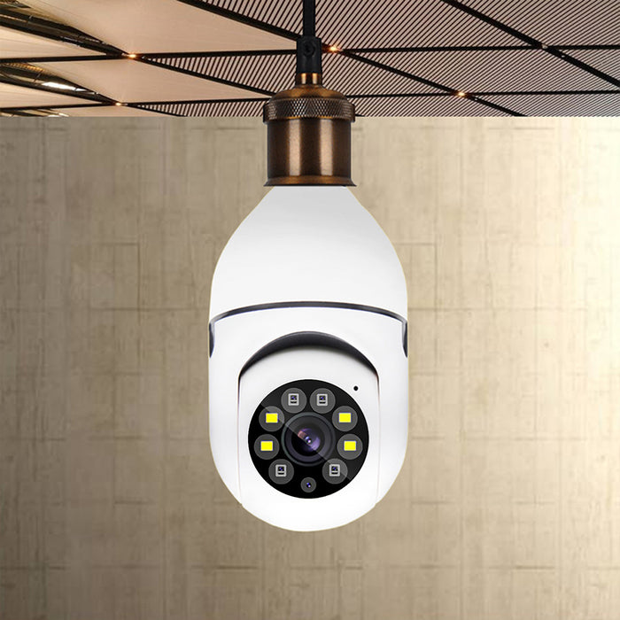 Cámara De Vigilancia Para Interiores Estilo Bombillo 360 Grados Integra Visión Nocturna