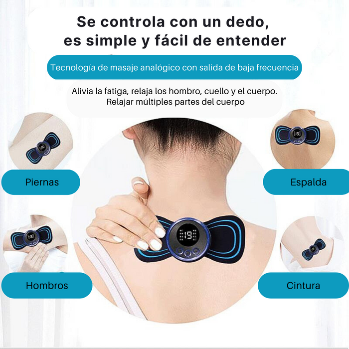 Mini Masajeador Recargable Tens Parche Electro Estimulador Muscular Portátil